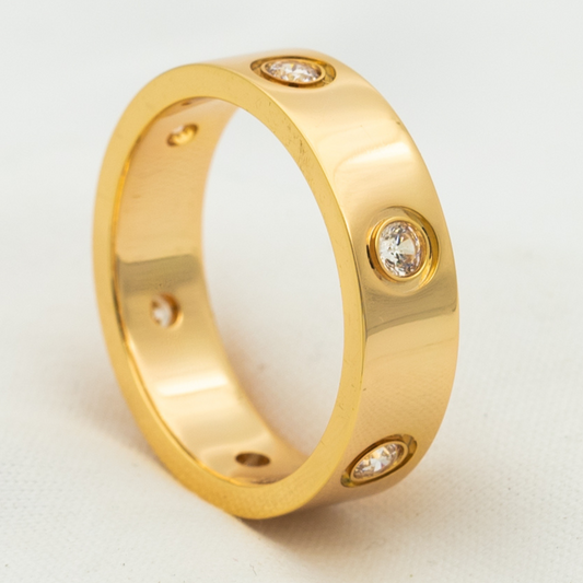 [⭐moonlume]LOVE RING 5.5MM 6 DIAMONDS PINK GOLD