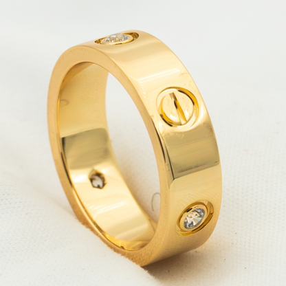 [⭐moonlume]LOVE RING 5.5MM 3 DIAMONDS PINK GOLD