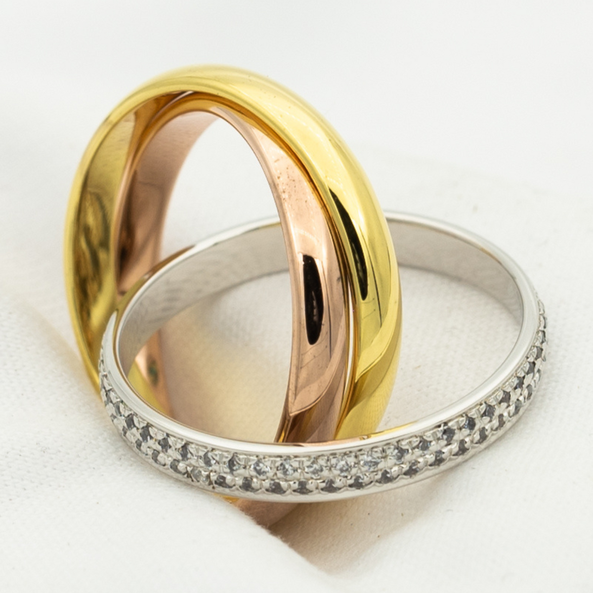 [⭐moonlume Jewelry]TRINITY RING GOLD PINK GOLD SILVER DIAMONDS