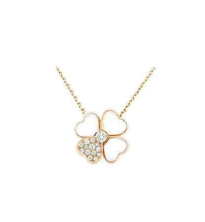 [⭐moonlume]CLOVER MOP DIAMOND ROSE GOLD NECKLACE