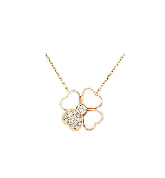 [⭐moonlume]CLOVER MOP DIAMOND ROSE GOLD NECKLACE