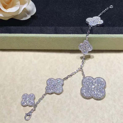 [⭐moonlume]CLOVER 6 MOTIFS SILVER DIAMOND BRACELET