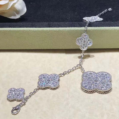 [⭐moonlume]CLOVER 6 MOTIFS SILVER DIAMOND BRACELET