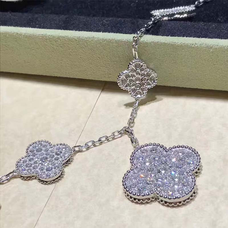 [⭐moonlume]CLOVER 6 MOTIFS SILVER DIAMOND BRACELET