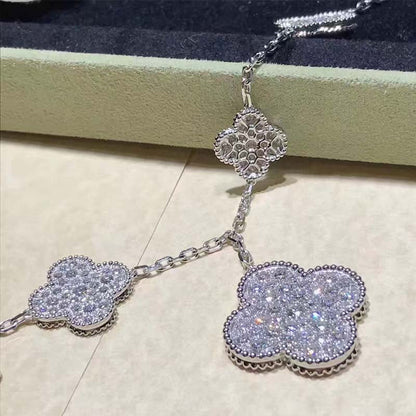 [⭐moonlume]CLOVER 6 MOTIFS SILVER DIAMOND BRACELET