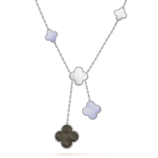 [⭐moonlume]CLOVER MOP CHALCEDONY NECKLACE SILVER 6 MOTIF