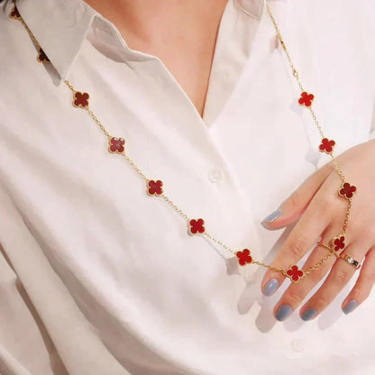 [⭐moonlume]CLOVER 20 MOTIFS CARNELIAN NECKLACE