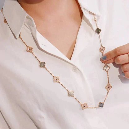 [⭐moonlume]CLOVER 20 MOTIFS DARK MOP DIAMOND  NECKLACE