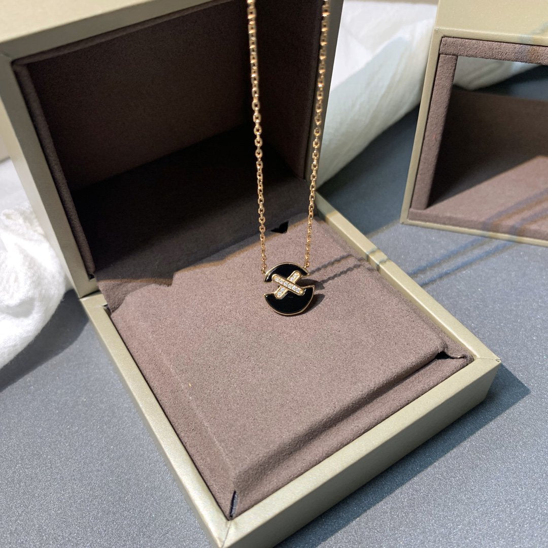 [⭐moonlume]JEUX DE PINK GOLD DIAMOND NECKLACE