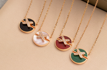 [⭐moonlume]JEUX DE PINK GOLD DIAMOND NECKLACE