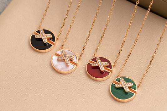[⭐moonlume]JEUX DE PINK GOLD DIAMOND NECKLACE