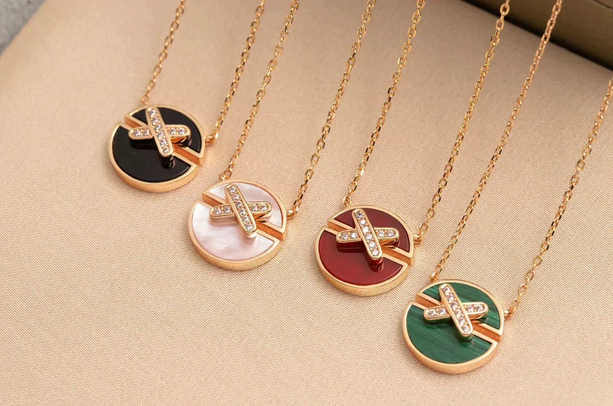 [⭐moonlume]JEUX DE ROSE GOLD DIAMOND NECKLACE