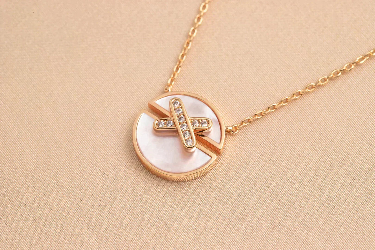 [⭐moonlume]JEUX DE ROSE GOLD DIAMOND NECKLACE