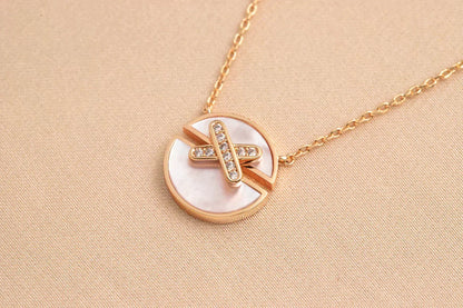 [⭐moonlume]JEUX DE ROSE GOLD DIAMOND NECKLACE