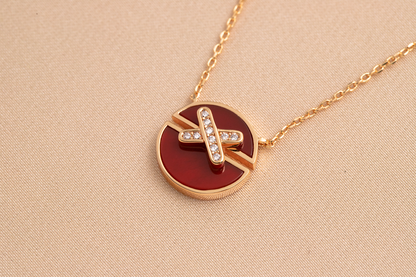 [⭐moonlume]JEUX DE PINK GOLD DIAMOND NECKLACE