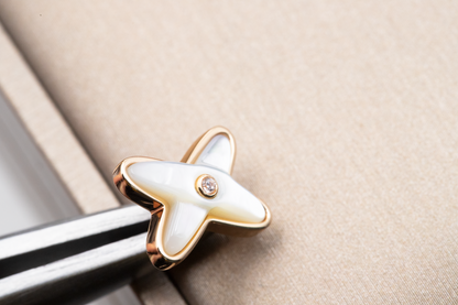 [⭐moonlume]JEUX DE WHITE MOP ROSE GOLD DIAMOND EARRINGS