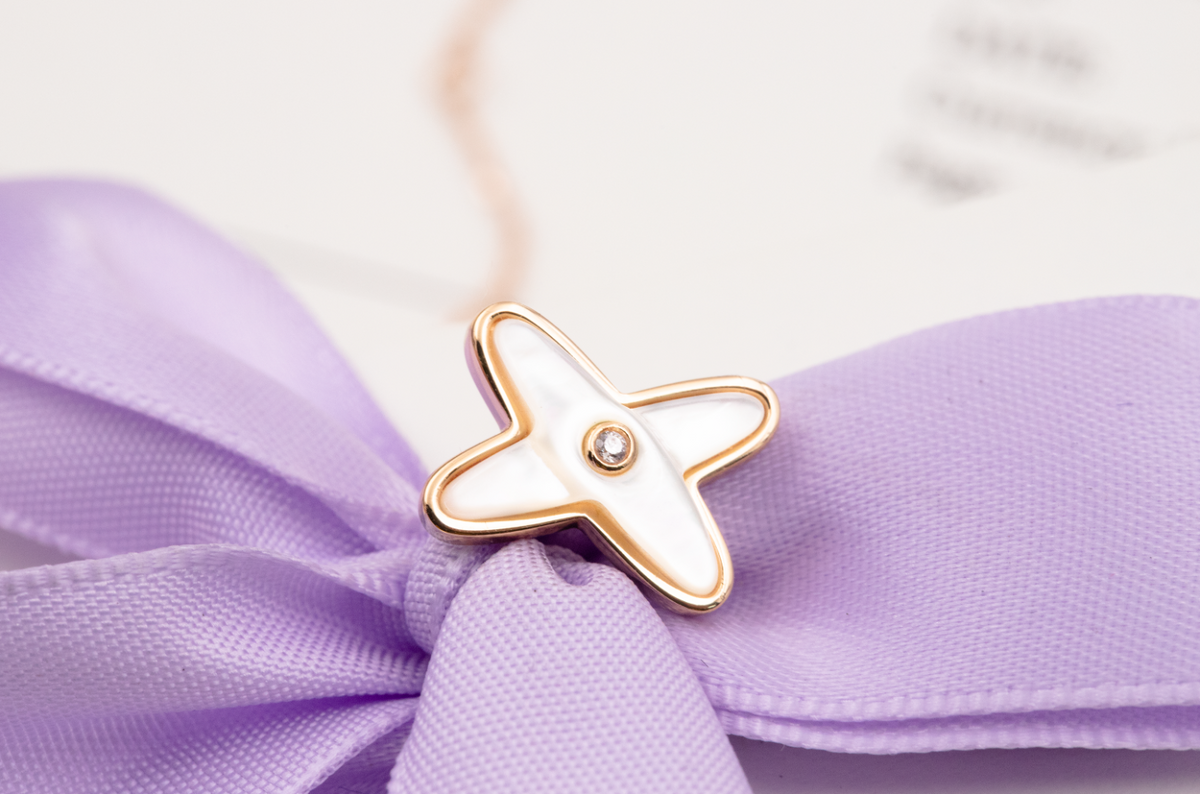 [⭐moonlume]JEUX DE WHITE MOP ROSE GOLD DIAMOND EARRINGS