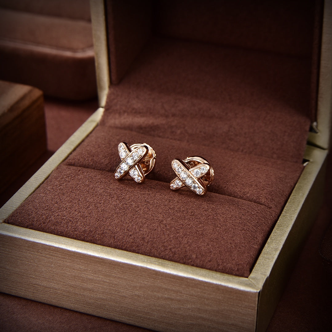 [⭐moonlume]JEUX DE GOLD DIAMOND EARRINGS