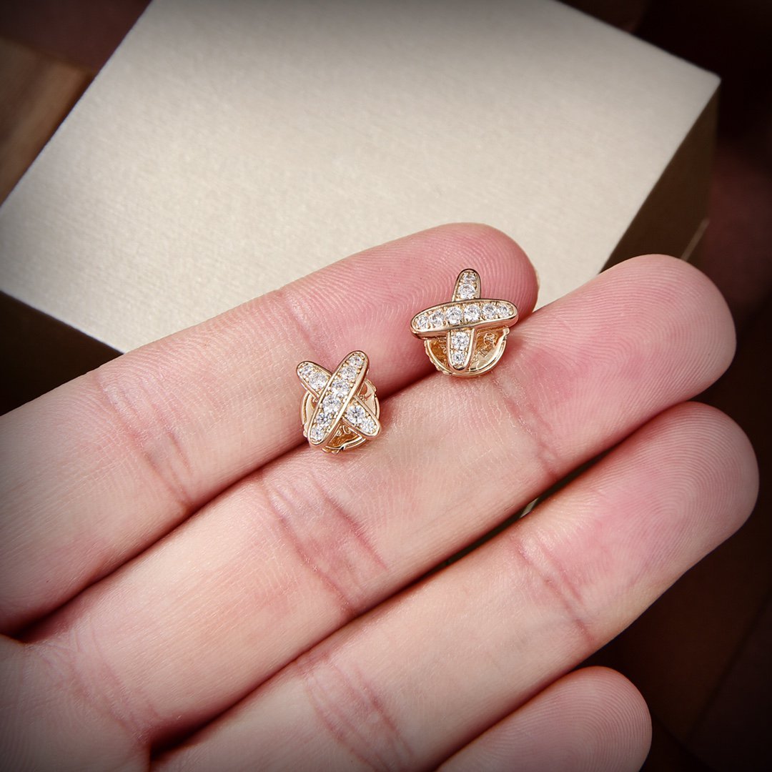 [⭐moonlume]JEUX DE GOLD DIAMOND EARRINGS