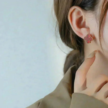 [⭐moonlume]CLOVER MEDIUM 1 MOTIFS CARNELIAN  EARRINGS