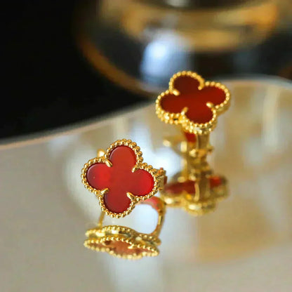 [⭐moonlume]CLOVER MEDIUM 1 MOTIFS CARNELIAN  EARRINGS