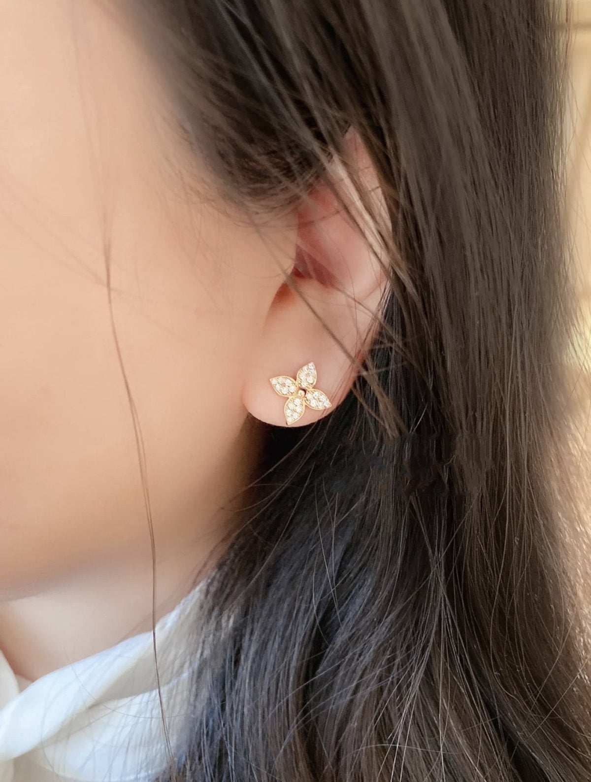[⭐moonlume]STAR BLOSSOM STUD EARRINGS PINK GOLD DIAMONDS