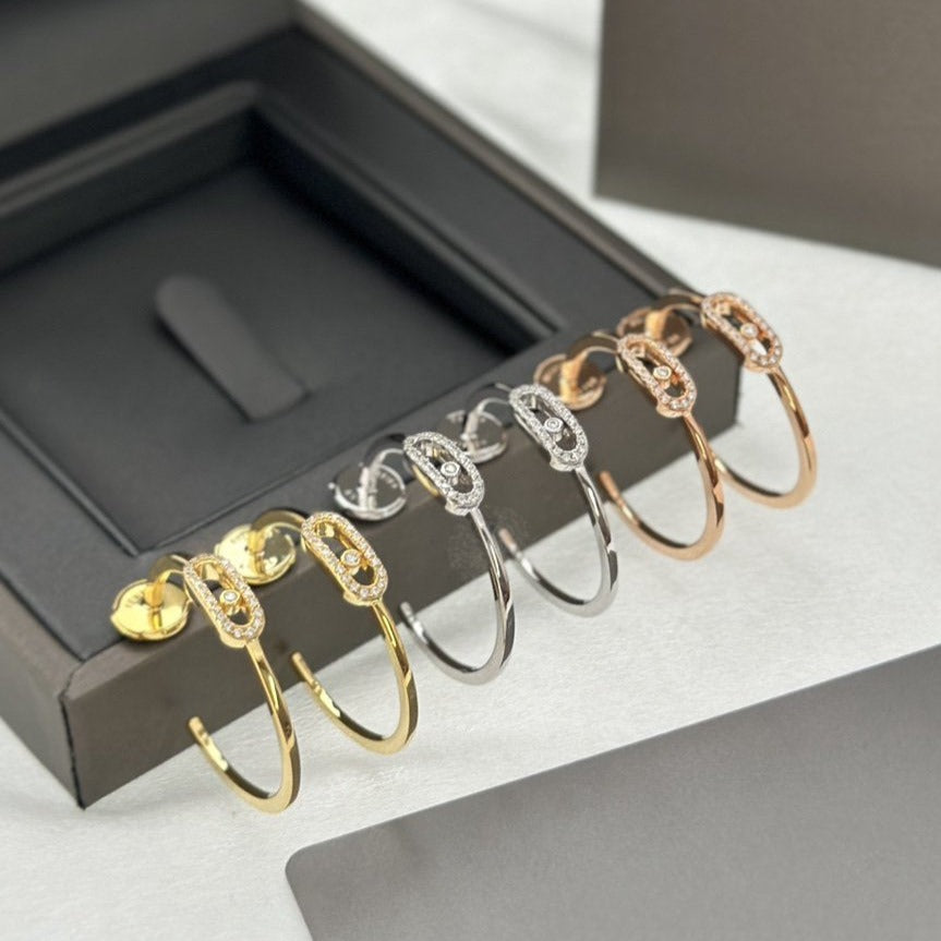 [⭐moonlume]CREOLES MOVE UNO PM DIAMOND EARRINGS