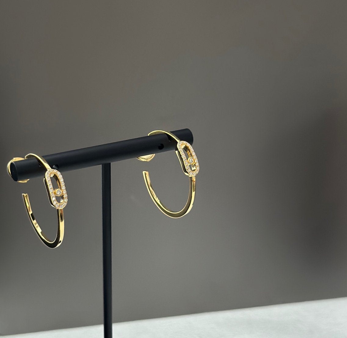 [⭐moonlume]CREOLES MOVE UNO PM DIAMOND EARRINGS