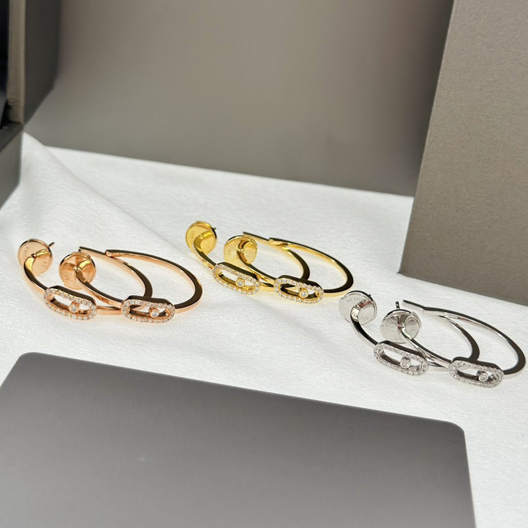 [⭐moonlume]CREOLES MOVE UNO PM DIAMOND EARRINGS