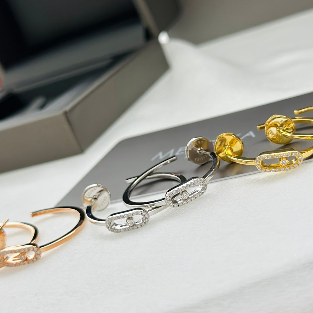 [⭐moonlume]CREOLES MOVE UNO PM DIAMOND EARRINGS