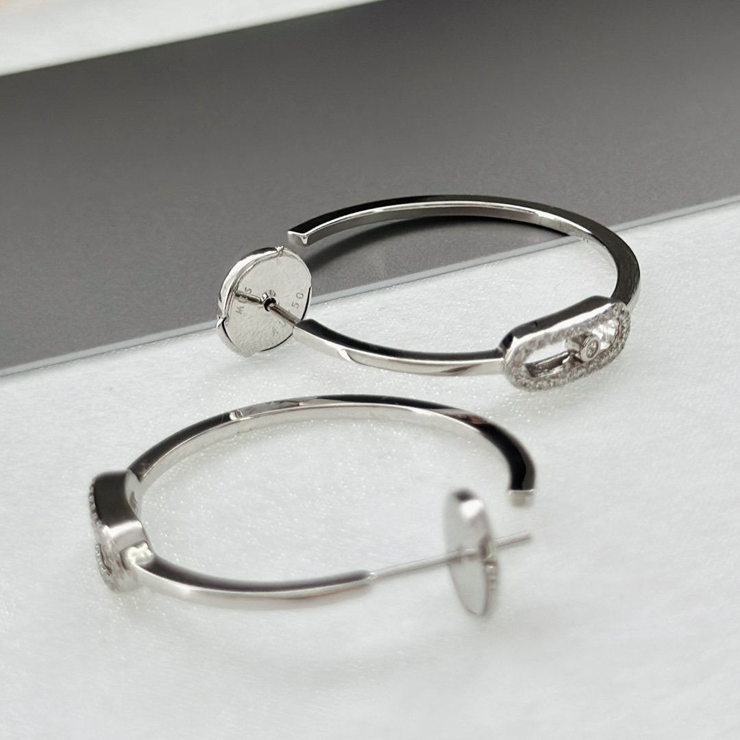 [⭐moonlume]CREOLES MOVE UNO PM DIAMOND EARRINGS
