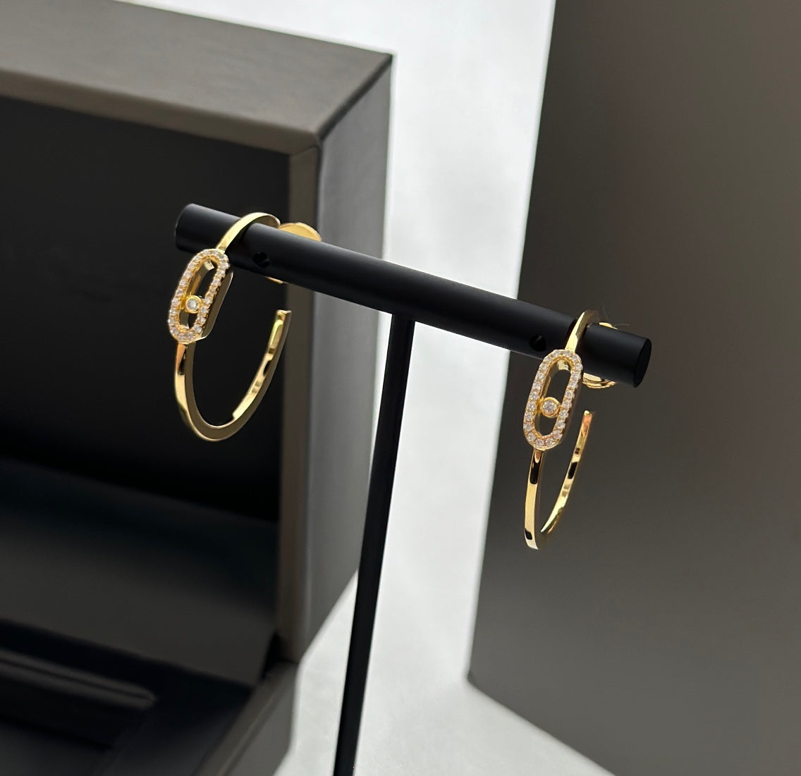 [⭐moonlume]CREOLES MOVE UNO PM DIAMOND EARRINGS