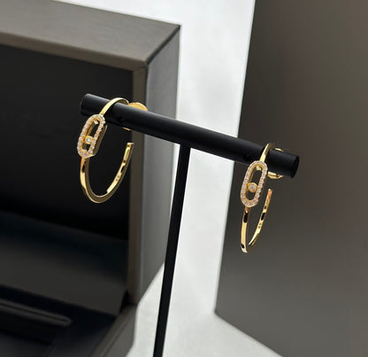 [⭐moonlume]CREOLES MOVE UNO PM DIAMOND EARRINGS