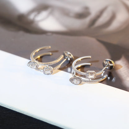 [⭐moonlume]CREOLES MY TWIN 2 RANGS SILVER DIAMOND EARRINGS