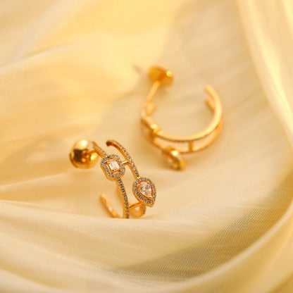 [⭐moonlume]CREOLES MY TWIN 2 RANGS SILVER DIAMOND EARRINGS