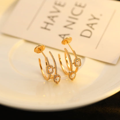 [⭐moonlume]CREOLES MY TWIN 2 RANGS SILVER DIAMOND EARRINGS