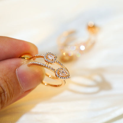 [⭐moonlume]CREOLES MY TWIN 2 RANGS SILVER DIAMOND EARRINGS
