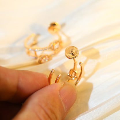 [⭐moonlume]CREOLES MY TWIN 2 RANGS SILVER DIAMOND EARRINGS