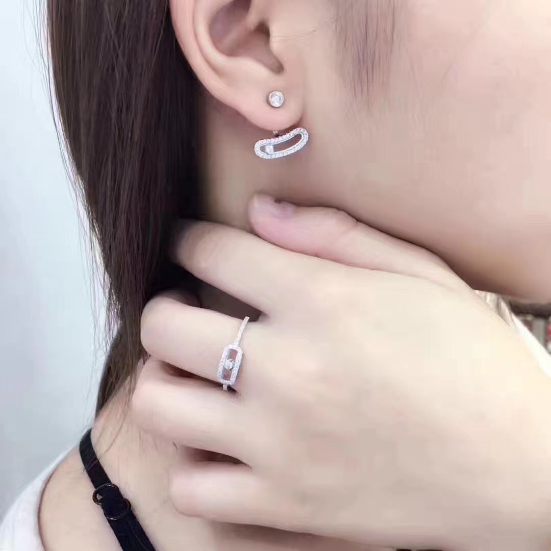 [⭐moonlume]MOVE UNO SILVER DIAMOND EARRINGS