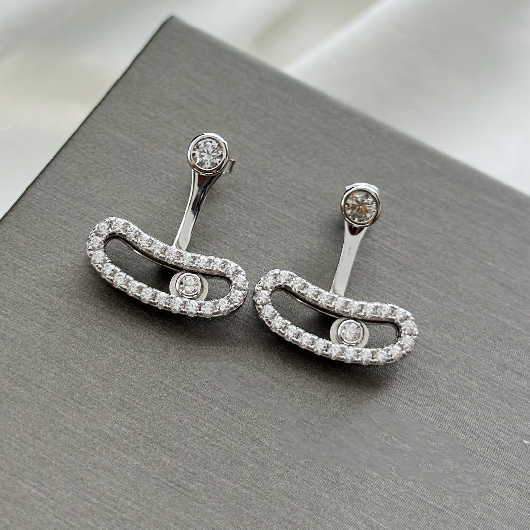 [⭐moonlume]MOVE UNO SILVER DIAMOND EARRINGS