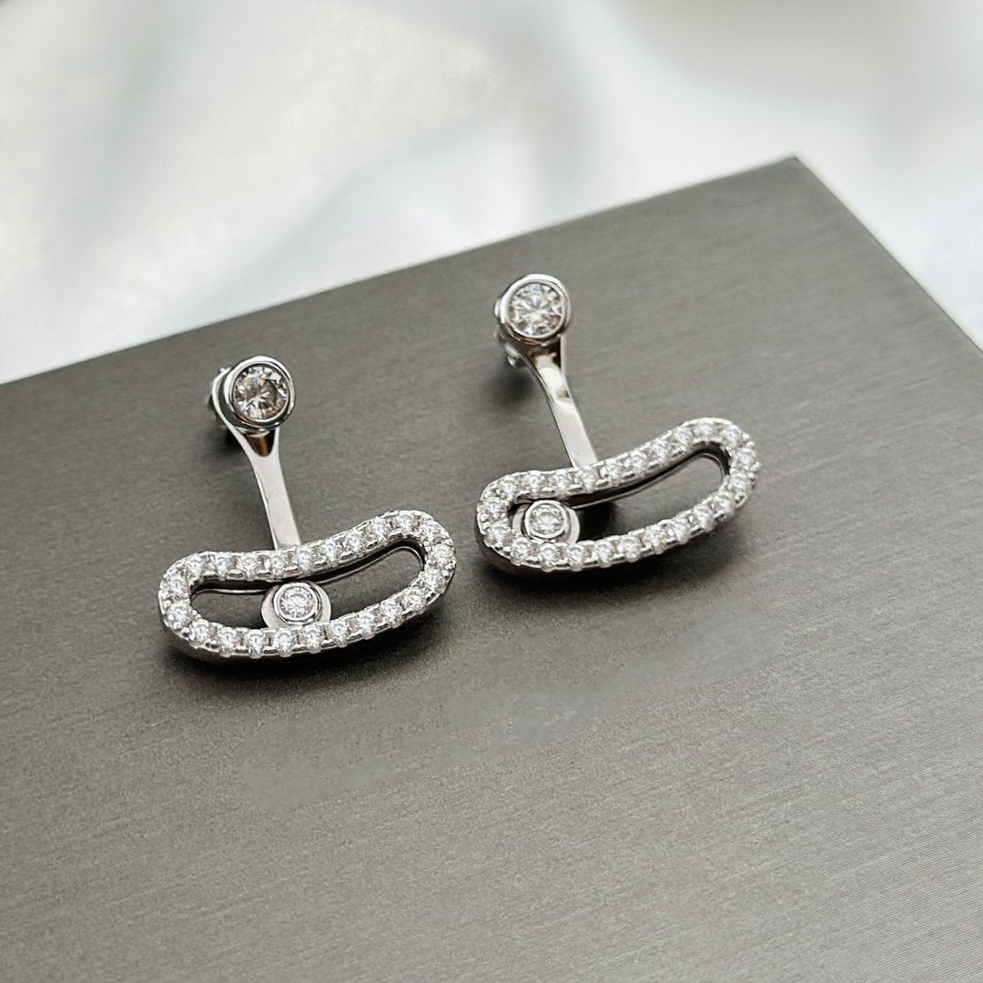[⭐moonlume]MOVE UNO SILVER DIAMOND EARRINGS