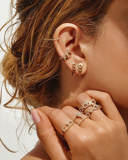 [⭐moonlume]CREOLES MOVE UNO MINI 1 DIAMOND EARRINGS