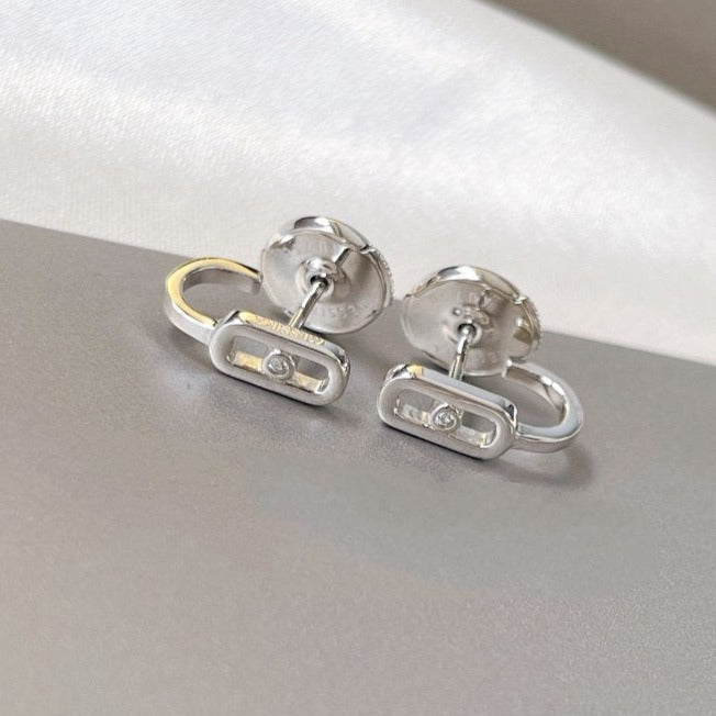 [⭐moonlume]CREOLES MOVE UNO MINI 1 DIAMOND EARRINGS