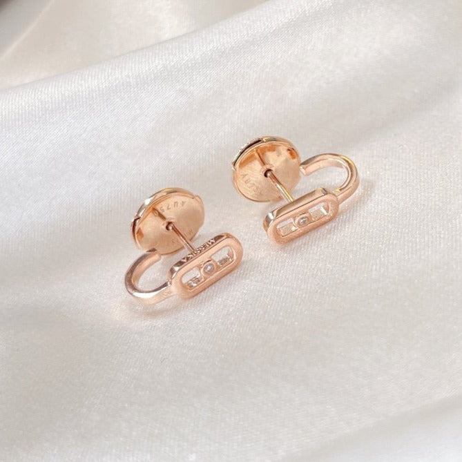 [⭐moonlume]CREOLES MOVE UNO MINI 1 DIAMOND EARRINGS