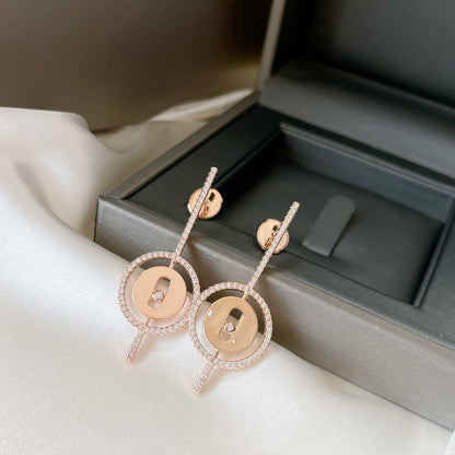 [⭐moonlume]Demo MOVE ARROW PINK GOLD DIAMOND EARRINGS