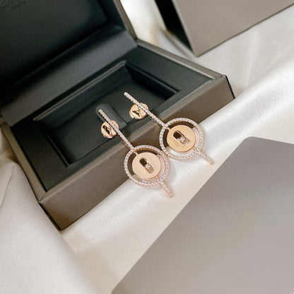 [⭐moonlume]Demo MOVE ARROW PINK GOLD DIAMOND EARRINGS