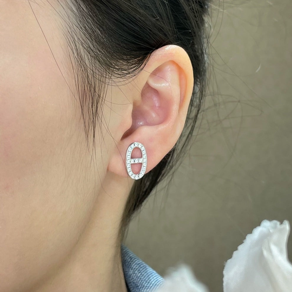 [⭐moonlume]HM FULL DIAMOND PIG NOSE STUD EARRINGS