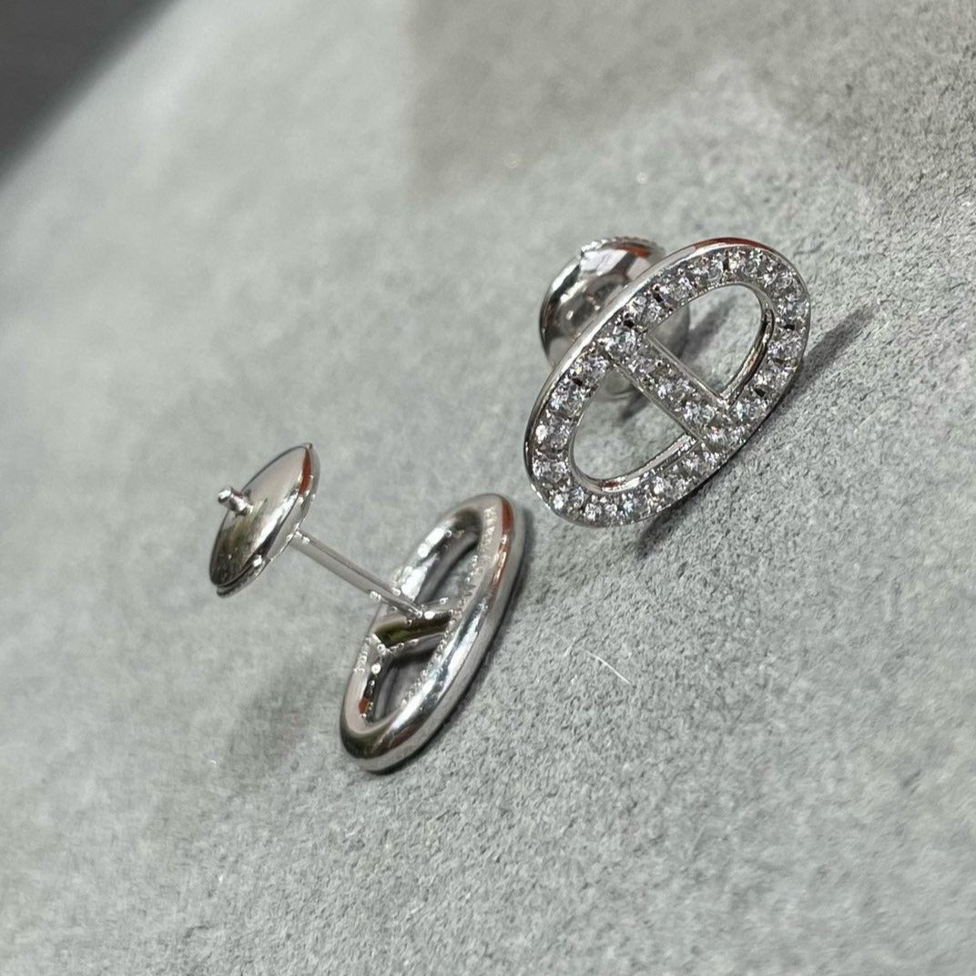 [⭐moonlume]HM FULL DIAMOND PIG NOSE STUD EARRINGS