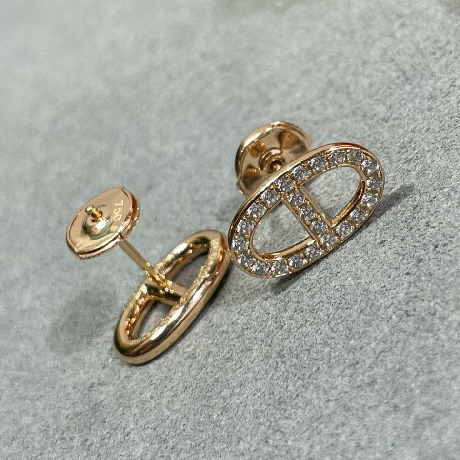[⭐moonlume]HM FULL DIAMOND PIG NOSE STUD EARRINGS