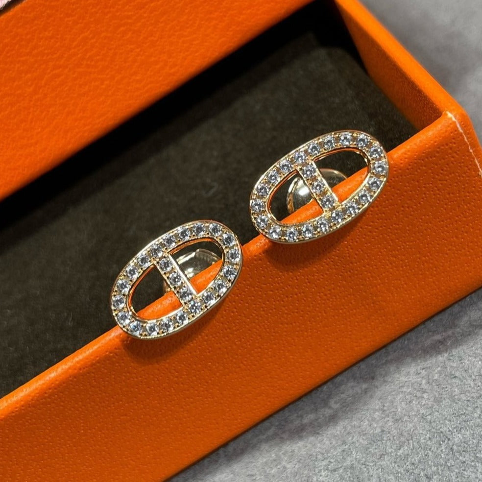 [⭐moonlume]HM FULL DIAMOND PIG NOSE STUD EARRINGS
